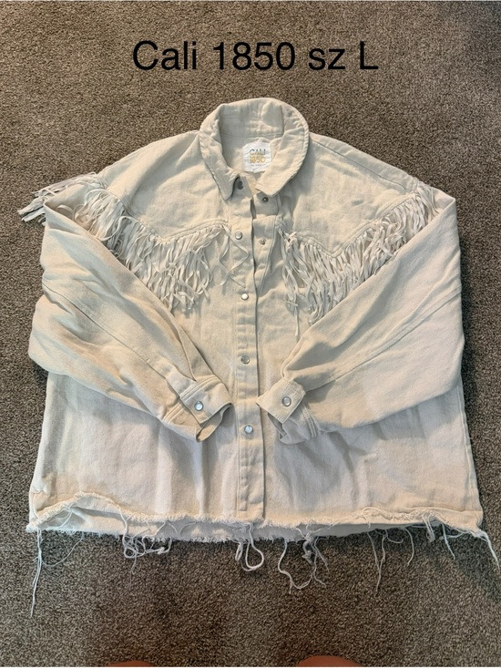Cali1850 Tops - Cali 1850 Cream Fringe Button-Up Jacket - Women's Sz L see below